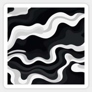 Monochrome Waves: Modern Abstract Ebb and Flow Sticker